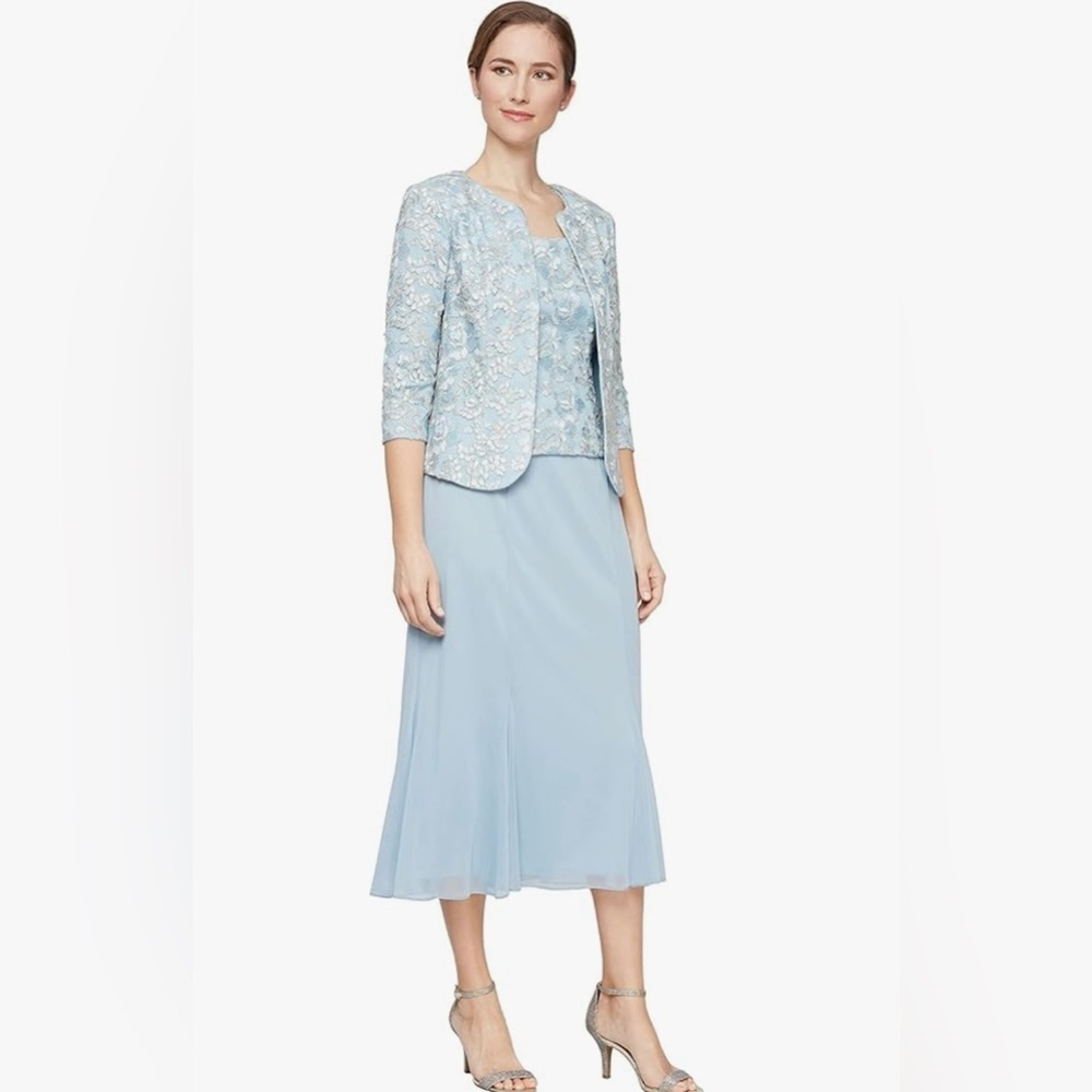 Alex Evenings Tea Length Jacket Dress, Perfect For Weddings